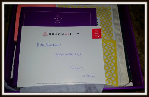 peach and lily handwritten note