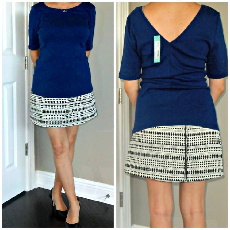Stitch Fix Market and Spruce V-Back Knit Shirt and Eighty Six Azaria Textured Mini Skirt