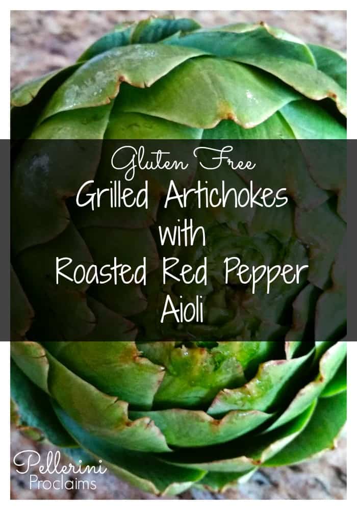 Gluten Free Grilled Artichokes with Roasted Red Pepper Aioli