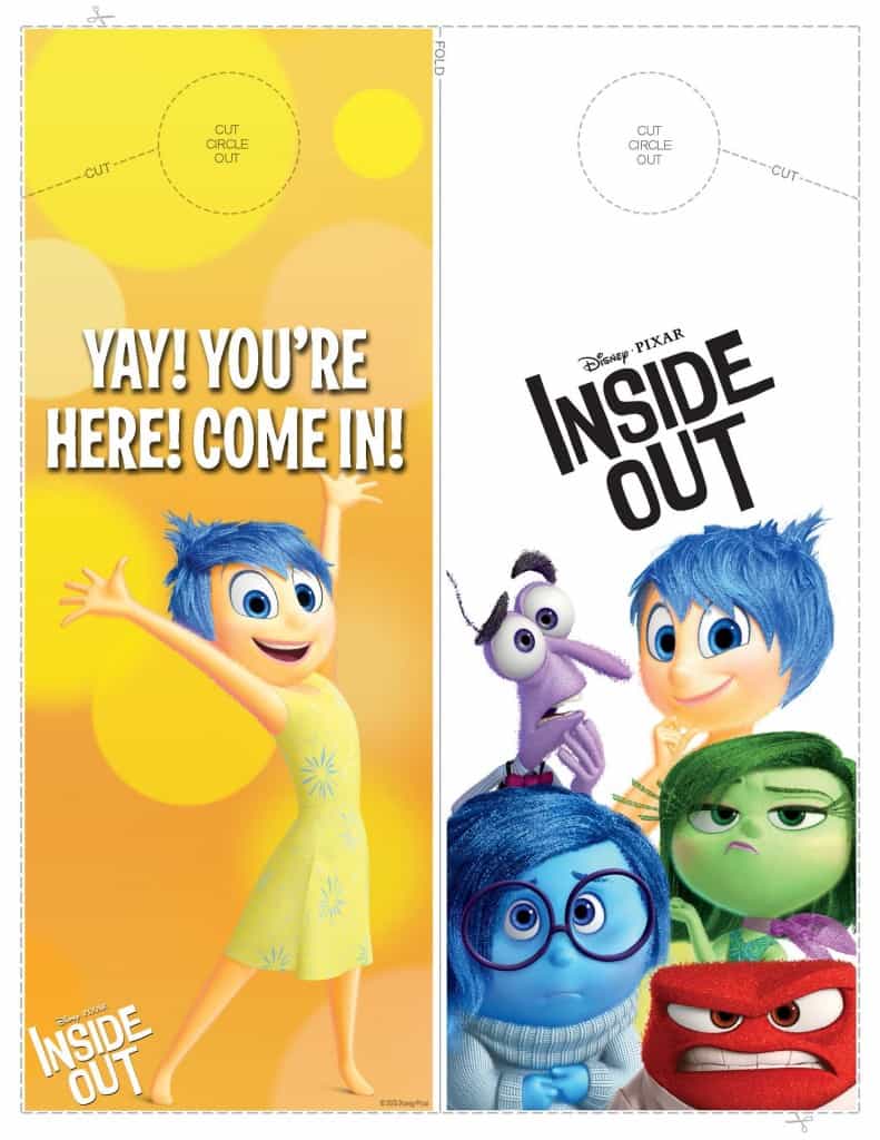 Disney Inside Out Door Hanger FREE Printable