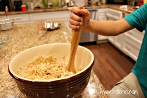 Mixing Rice Krispies, Marshamallows and Butter