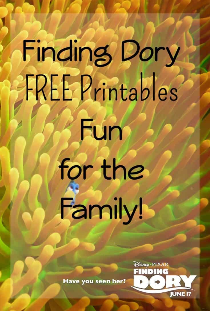 Finding Dory Free printables fun for the family