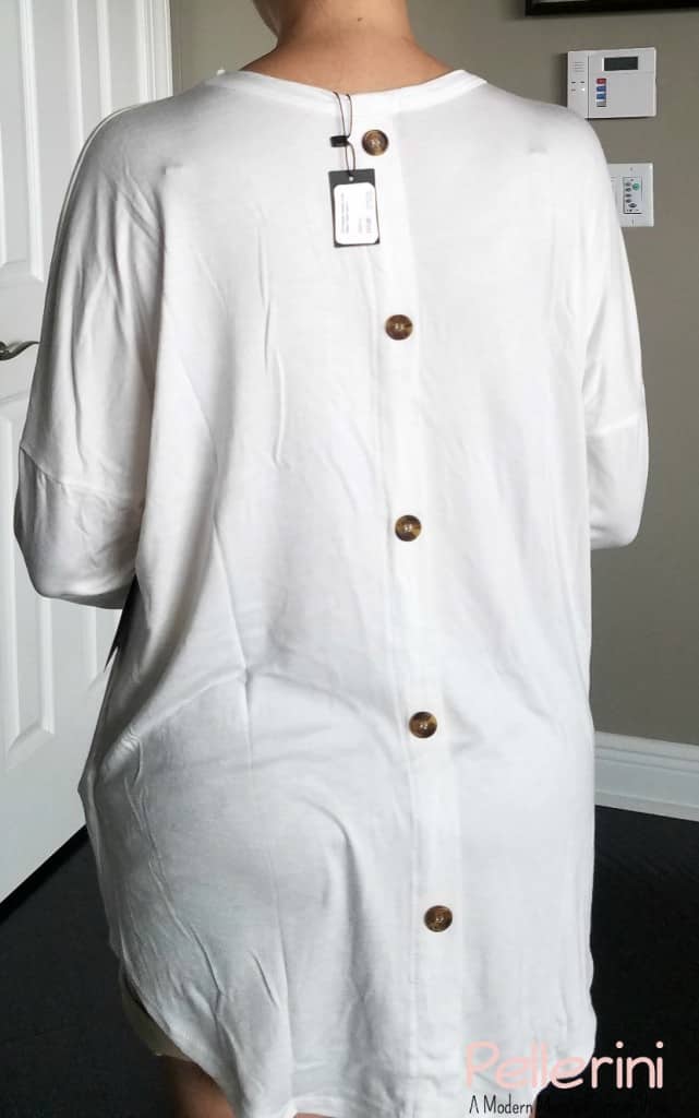 Wantable Style Edit Lumiere 34 Dolman Sleeve Tunic Button Back in Ivory