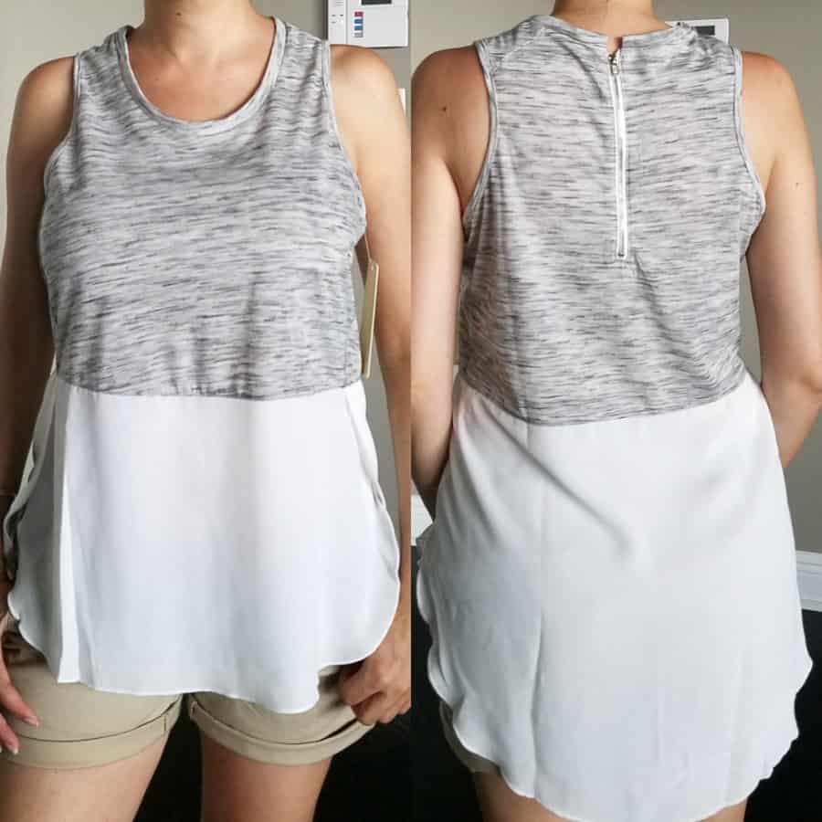 Wantable Style Edit RD Style Mixed Media Tank in Oyster