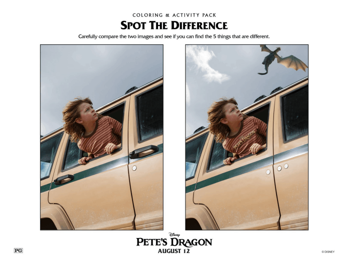 Petes Dragon Spot the Differences Printable