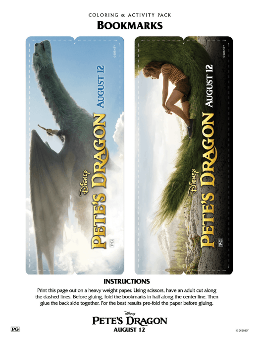 Petes Dragon Bookmarks Printable