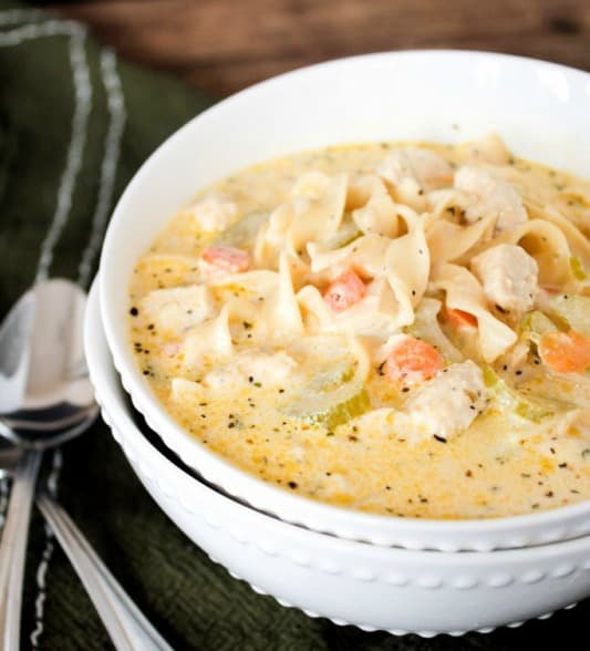 Creamy-Vegetarian-Chicken-Noodle-Soup-533x800