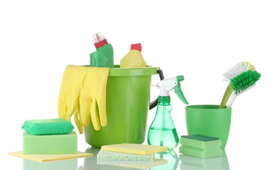 organize your bathroom cleaning products caddy