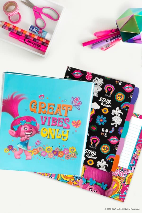 Trolls Collection by Avery back to school organization, school supplies