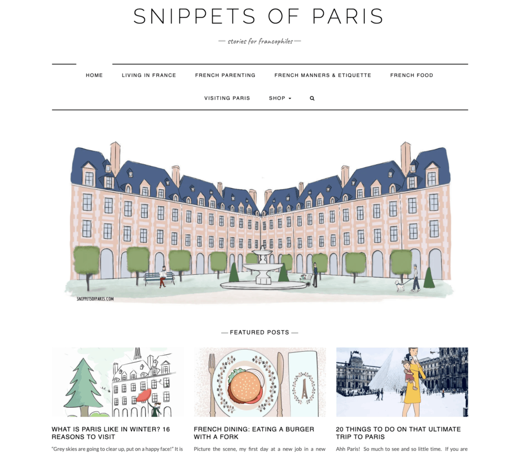 homepage of Nassie Snippets of Paris webpage