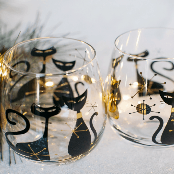 Cat Lady Box wine glasses